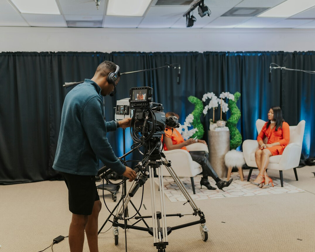 tv host on set
